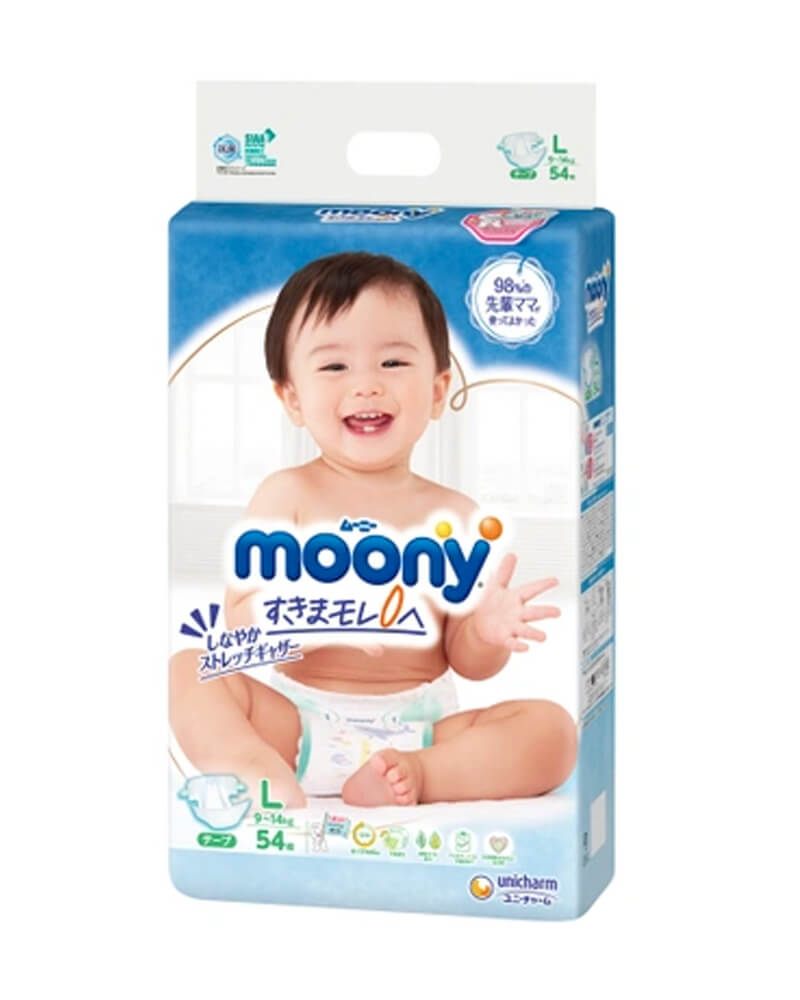 Bỉm Tã dán Moony size L 54 miếng (cho bé 9-14kg)