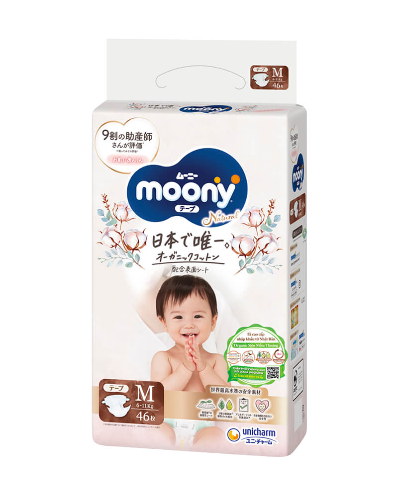 Tã dán Moony Natural size M (6-11kg) 46 miếng